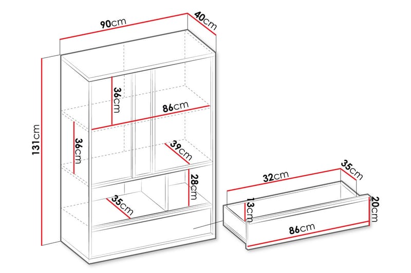 Metropolitan Highboard - Brun/Vit/Ljusgrå/Svart - Förvaring - Förvaringsmöbler - Byrå