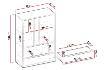 Metropolitan Highboard - Brun/Vit/Ljusgrå/Svart - Förvaring - Förvaringsmöbler - Byrå
