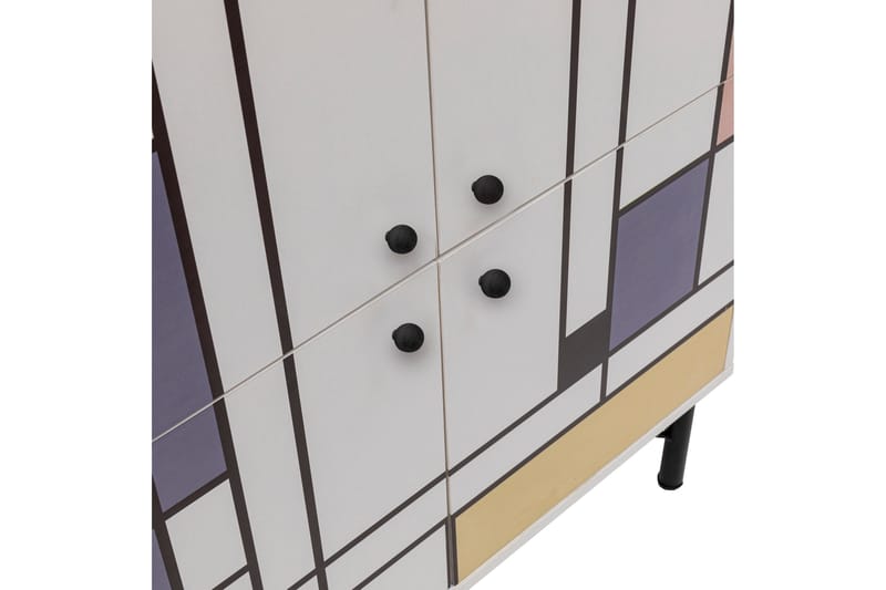 Midia Highboard 95x111 cm Vit/Brun/Lila/Gul - Hanah Home - Förvaring - Förvaringsmöbler - Byrå