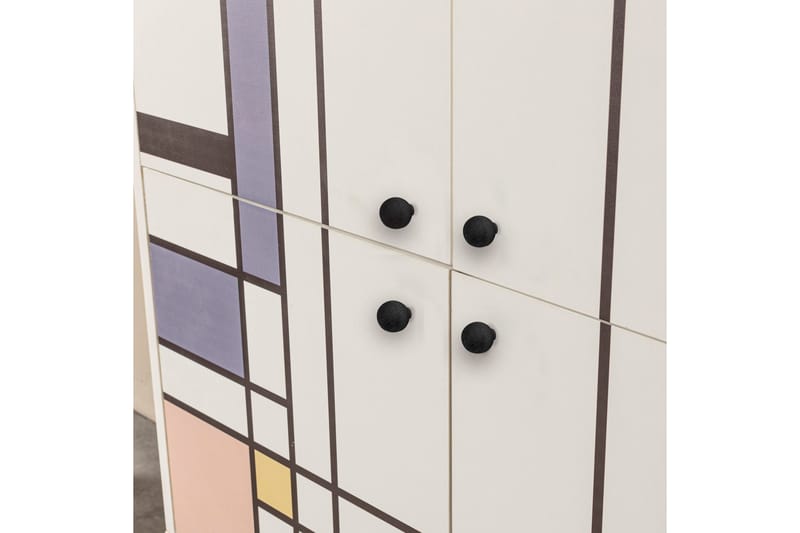 Midia Highboard 95x111 cm Vit/Brun/Lila/Gul - Hanah Home - Förvaring - Förvaringsmöbler - Byrå