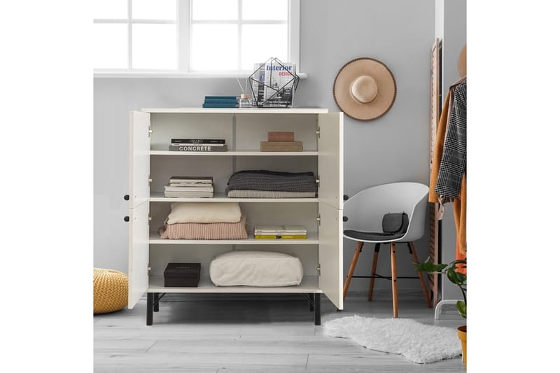 Midia Highboard 95x111 cm Vit/Brun/Lila/Gul - Hanah Home - Förvaring - Förvaringsmöbler - Byrå