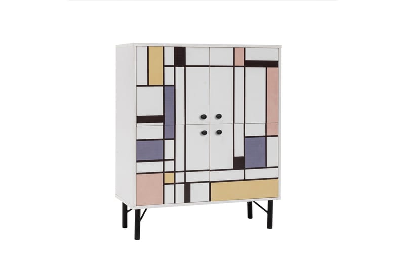 Midia Highboard 95x111 cm Vit/Brun/Lila/Gul - Hanah Home - Förvaring - Förvaringsmöbler - Byrå