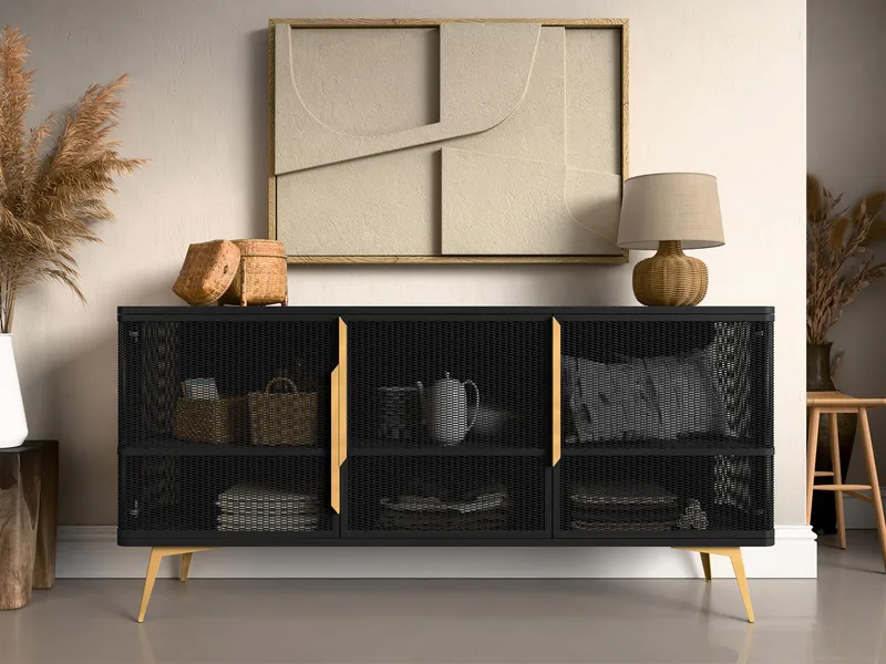 Mireva Skänk 180 cm - svart, guld - Förvaring - Förvaringsmöbler - Skänkar & sideboards