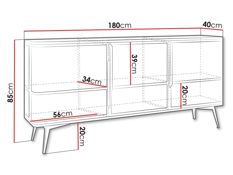 Mireva Skänk 180 cm - svart, guld - Förvaring - Förvaringsmöbler - Skänkar & sideboards