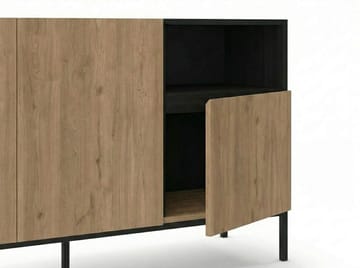 Morlen Konsol 140x80x41,8 cm - Natural Oak, Wood Black, Sandstone - Förvaring - Förvaringsmöbler - Skänkar & sideboards
