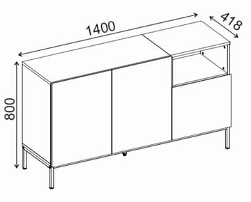 Morlen Konsol 140x80x41,8 cm - Natural Oak, Wood Black, Sandstone - Förvaring - Förvaringsmöbler - Skänkar & sideboards