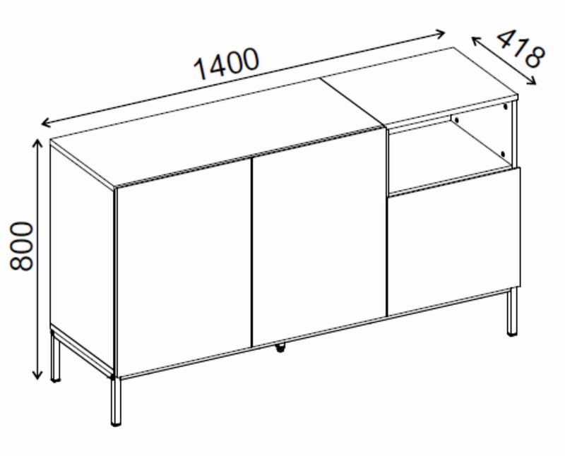 Morlen Konsol 140x80x41,8 cm - Natural Oak, Wood Black, Sandstone - Förvaring - Förvaringsmöbler - Skänkar & sideboards
