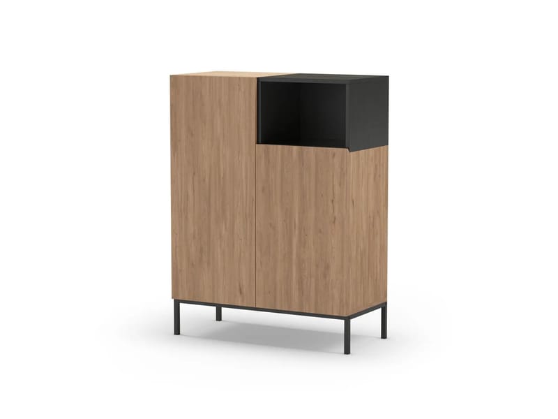 Morlen Sideboard 90x120x41,8 cm - Natural Oak, Wood Black, Sandstone - Förvaring - Förvaringsmöbler - Skänkar & sideboards
