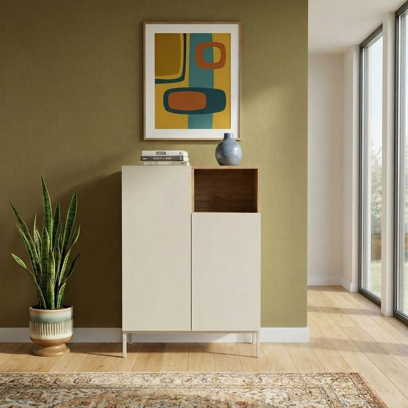 Morlen Sideboard 90x120x41,8 cm - Santstone och naturlig ek - Förvaring - Förvaringsmöbler - Skänkar & sideboards
