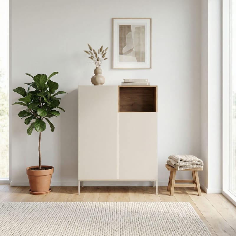 Morlen Sideboard 90x120x41,8 cm - Santstone och naturlig ek - Förvaring - Förvaringsmöbler - Skänkar & sideboards