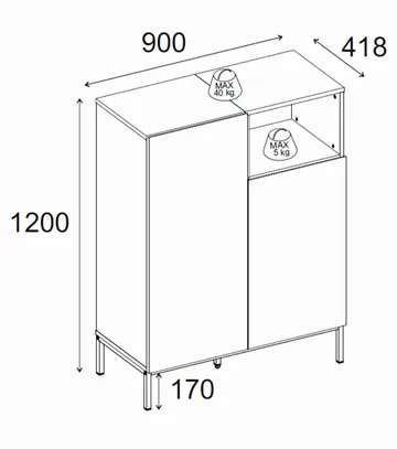 Morlen Sideboard 90x120x41,8 cm - Santstone och naturlig ek - Förvaring - Förvaringsmöbler - Skänkar & sideboards