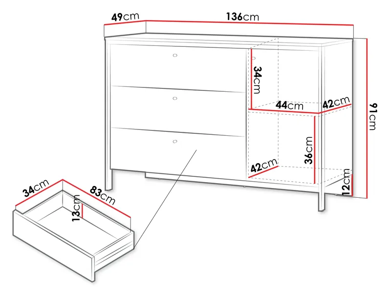Navron Byrå 136 cm - Beige - Förvaring - Förvaringsmöbler - Byrå