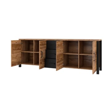 Olin Skänk med 4 Dörrar och 3 Lådor 220 cm i Trä med Furuutseende - Mellanbrun - Förvaring - Förvaringsmöbler - Skänkar & sideboards