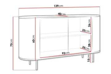 Pantego Skänk 139x40 cm - Brun - Förvaring - Förvaringsmöbler - Skänkar & sideboards