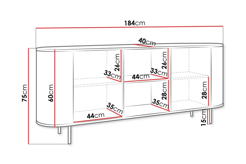 Pantego Skänk 184x40 cm - Brun - Förvaring - Förvaringsmöbler - Skänkar & sideboards