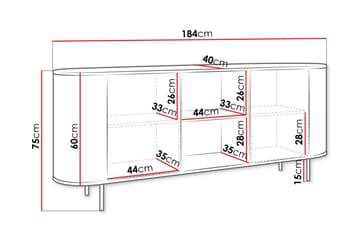 Pantego Skänk 184x40 cm i Trä med Metallben - Brun - Förvaring - Förvaringsmöbler - Skänkar & sideboards