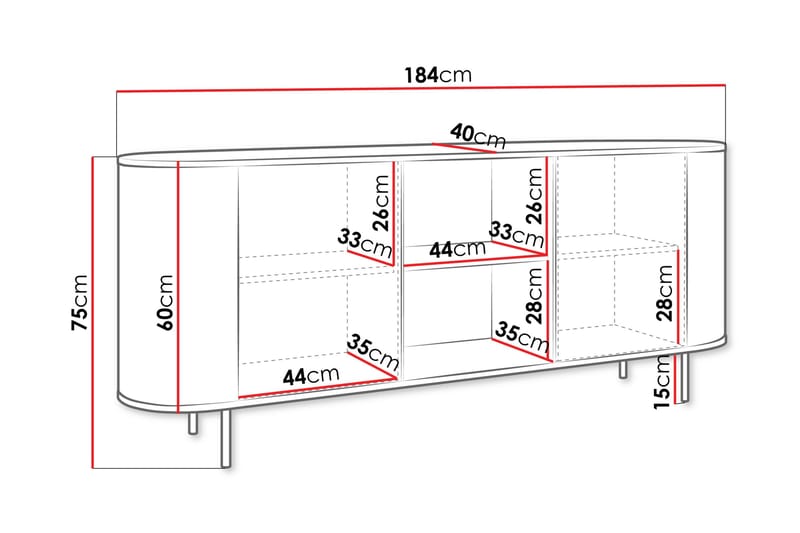 Pantego Skänk 184x40 cm i Trä med Metallben - Brun - Förvaring - Förvaringsmöbler - Skänkar & sideboards