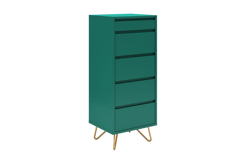 PIATTI Byrå 40x45 cm 4 Lådor + Hylla med Spegel Grön/Mässing - Byrå