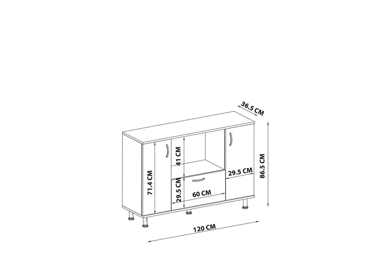 PIETRO Highboard 120x86,5 cm Vit - Byrå