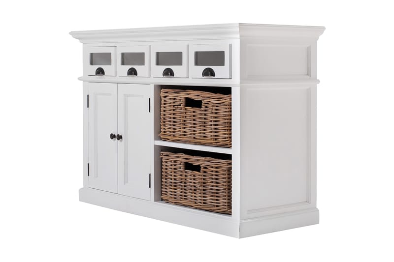 PLATI Skänk 125 2 Skåp 2 Hyllfack 4 Lådor Vit Mahogny - Skänkar & sideboards