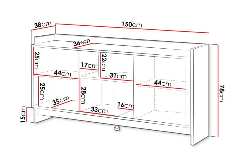 Polina Byrå 150 cm - Brun/Svart - Förvaring - Förvaringsmöbler - Byrå