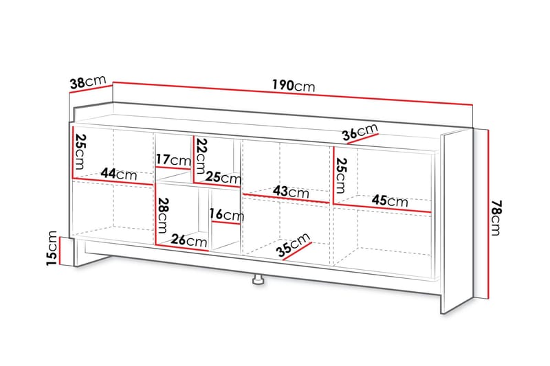 Polina Byrå 190 cm - Brun/Svart - Förvaring - Förvaringsmöbler - Byrå