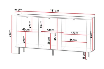 Pollena Skänk 151x39 cm - Brun - Förvaring - Förvaringsmöbler - Skänkar & sideboards