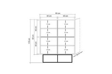 Quantum Solo Highboard 93x115 cm Svart/Brun - Hanah Home - Förvaring - Förvaringsmöbler - Byrå
