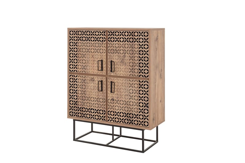 Quantum Solo Highboard 93x115 cm Svart/Brun, Hanah Home