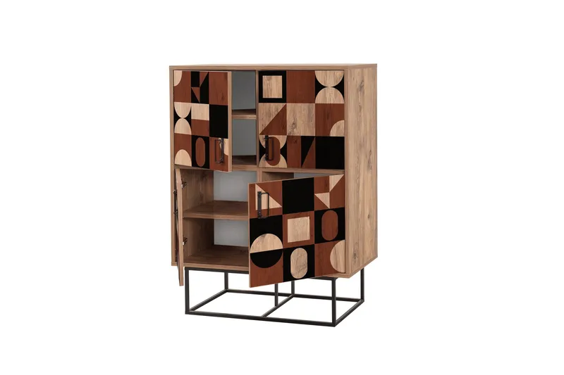 Quantum Solo Highboard 93x115 cm Svart/Brun - Hanah Home - Förvaring - Förvaringsmöbler - Byrå