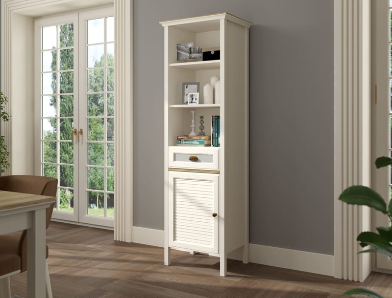 Rilena Multifunktionsskåp 60x194 cm - Crème, ek, grå - Förvaring - Förvaringsmöbler - Byrå