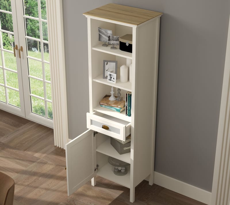 Rilena Multifunktionsskåp 60x194 cm - Crème, ek, grå - Förvaring - Förvaringsmöbler - Byrå