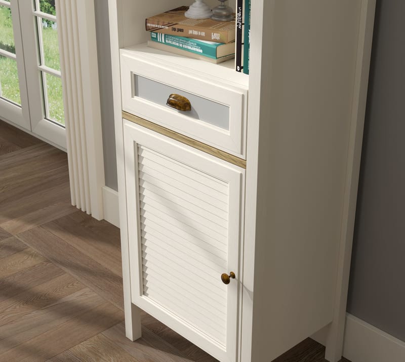 Rilena Multifunktionsskåp 60x194 cm - Crème, ek, grå - Förvaring - Förvaringsmöbler - Byrå