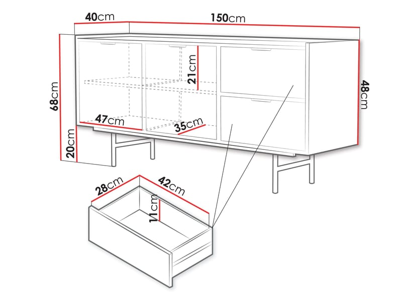 Rolden Skänk 150x68 cm - Hickoryek - Förvaring - Förvaringsmöbler - Skänkar & sideboards