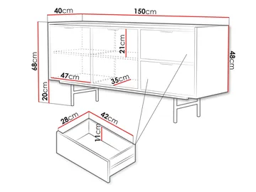 Rolden Skänk 150x68 cm - Valnöt - Förvaring - Förvaringsmöbler - Skänkar & sideboards