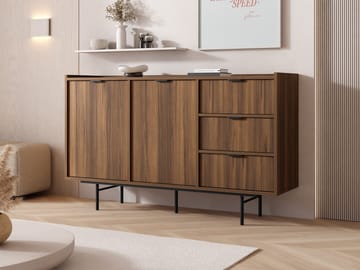 Rolden Skänk 150x90 cm i Trä med Valnötsutseende och Metallben - Valnöt - Förvaring - Förvaringsmöbler - Skänkar & sideboards