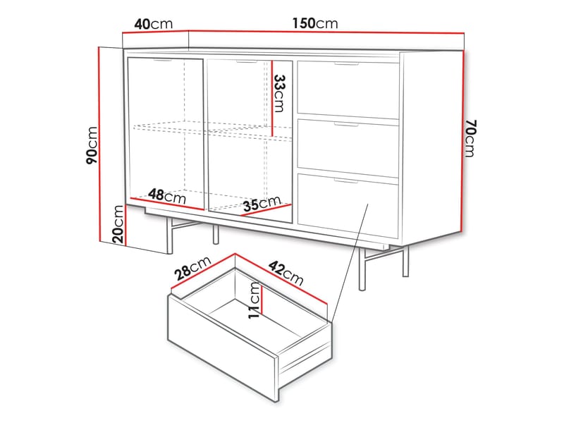 Rolden Skänk 150x90 cm - Valnöt - Förvaring - Förvaringsmöbler - Skänkar & sideboards