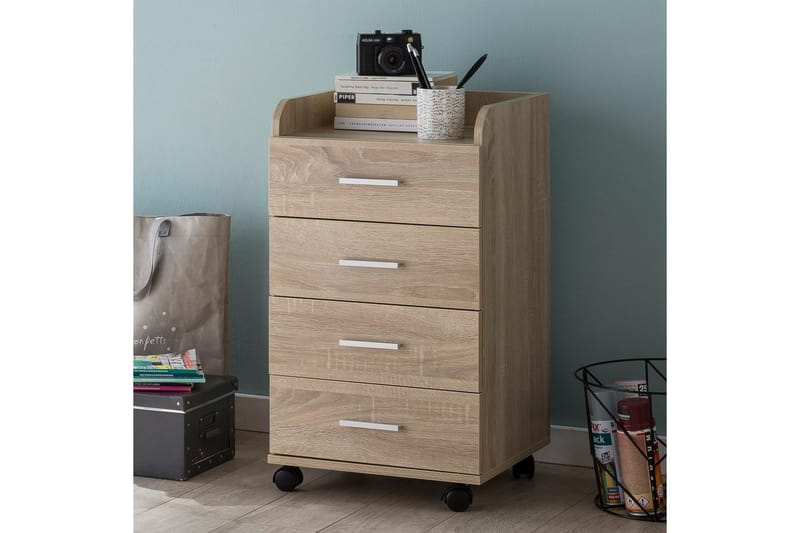 Rullkontejner Wohnling 4 lådor med hjul, förvaringsbricka, foliebelagd spånskiva, modern stil Sonoma - Sonoma - Förvaring - Kontorsförvaring - Hurtsar