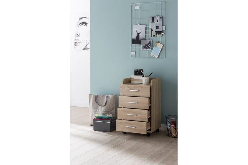 Rullkontejner Wohnling 4 lådor med hjul, förvaringsbricka, foliebelagd spånskiva, modern stil Sonoma - Sonoma - Förvaring - Förvaringsmöbler - Byrå