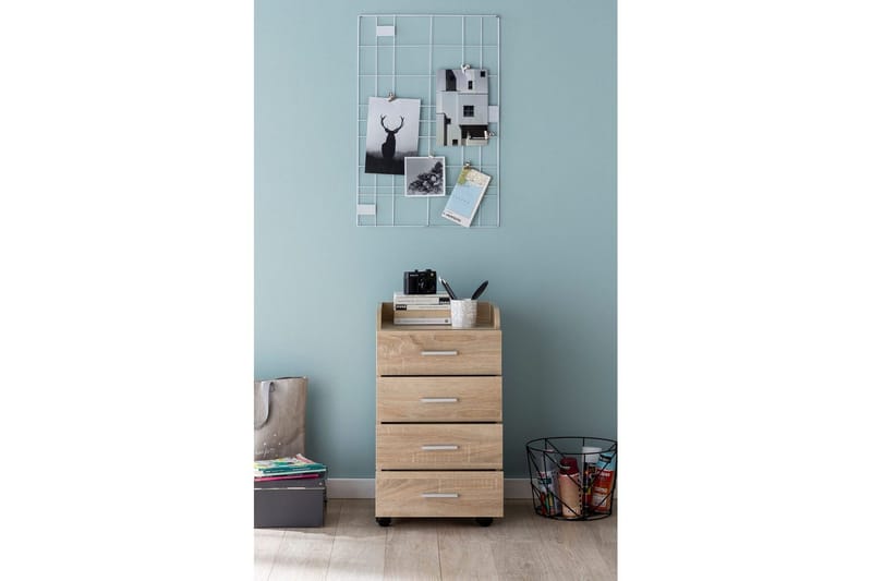 Rullkontejner Wohnling 4 lådor med hjul, förvaringsbricka, foliebelagd spånskiva, modern stil Sonoma - Sonoma - Förvaring - Förvaringsmöbler - Byrå