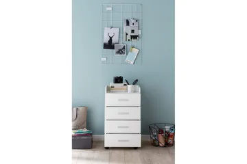 Rullkontejner Wohnling 4 lådor med hjul, förvaringsbricka, foliebelagd spånskiva, modern stil Vit - Vit - Förvaring - Kontorsförvaring - Hurtsar