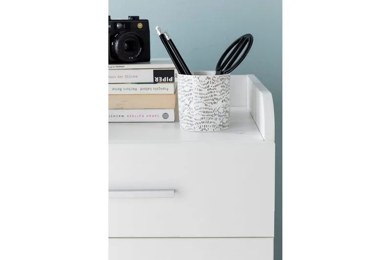 Rullkontejner Wohnling 4 lådor med hjul, förvaringsbricka, foliebelagd spånskiva, modern stil Vit - Vit - Förvaring - Kontorsförvaring - Hurtsar