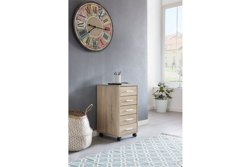 Rullkontejner Wohnling 5 lådor med hjul, folierad spånskiva, modern stil Sonoma - Sonoma - Förvaring - Förvaringsmöbler - Byrå