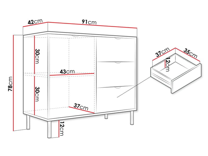 Salmor Skänk 91x42 cm - Vit - Förvaring - Förvaringsmöbler - Skänkar & sideboards