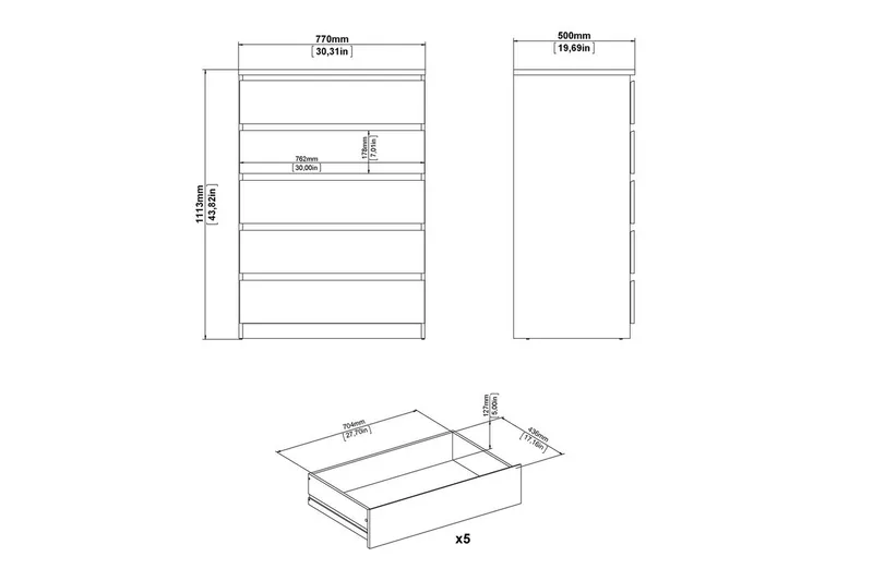 Salomns Byrå 77 cm - Vit - Förvaring - Förvaringsmöbler - Byrå
