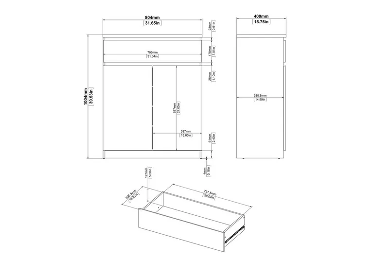 Salomns Skänk 80,4x40 cm - Vit - Förvaring - Förvaringsmöbler - Skänkar & sideboards