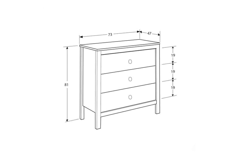 Seban Byrå 73 cm - Vit - Förvaring - Förvaringsmöbler - Byrå