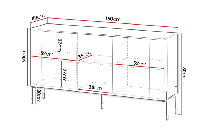 Sherie Skänk 150x40 cm - Vit - Förvaring - Förvaringsmöbler - Skänkar & sideboards