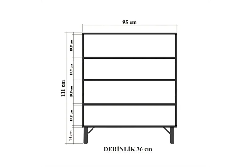 Sia Highboard 95x111 cm Vit/Brun/Lila/Gul - Hanah Home - Förvaring - Förvaringsmöbler - Byrå