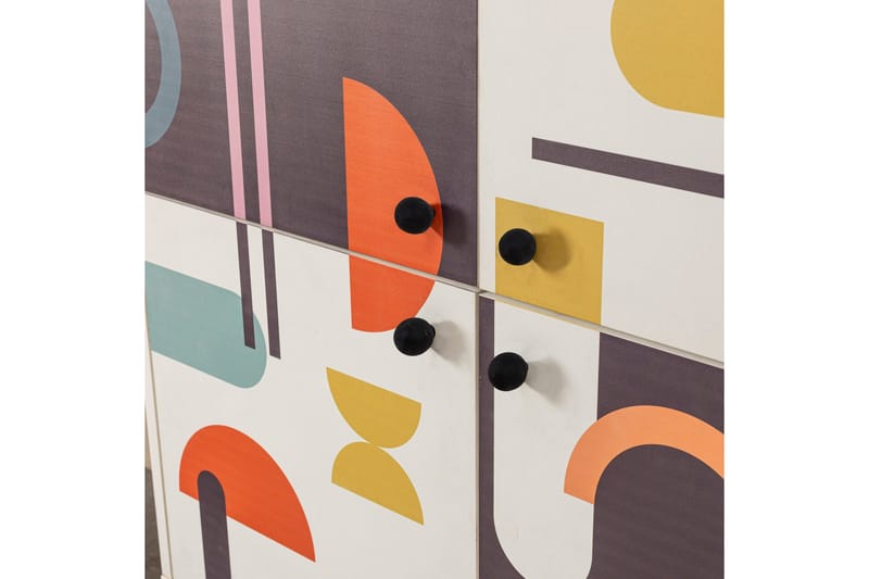 Sia Highboard 95x111 cm Vit/Brun/Lila/Gul - Hanah Home - Förvaring - Förvaringsmöbler - Byrå